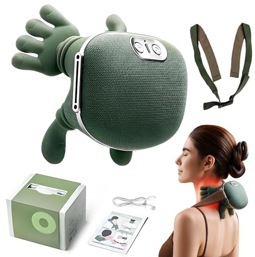 Masajeador de cuello, Masajeador 4D manos reales, Masajeador de espalda USB con calor, 3 niveles de masaje y 2 niveles de calor,para casa, oficina, viajes, relaja los músculos, regalos Protector