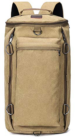 FUNSEED Canvas ryggsäck, axelväska med laptopfack, justerbara axelremmar, lämplig för vandring och resor