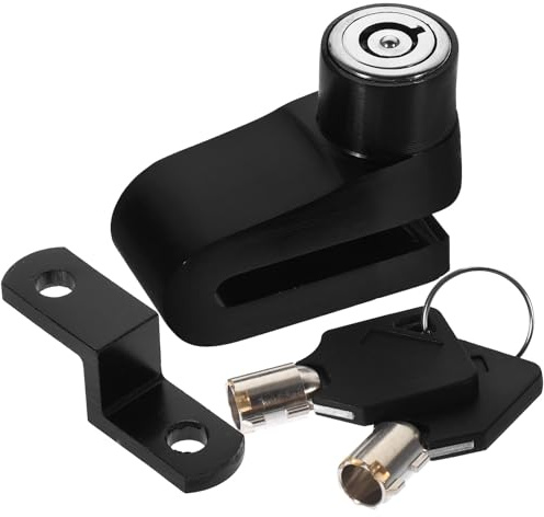 SHINEOFI Candado de Freno de Disco Pequeño para Motocicleta, Scooter y Bicicleta, Bloqueo Antirrobo Resistente al Agua, Color Negro, Material de Hierro, Adecuado para Seguridad en Ruedas