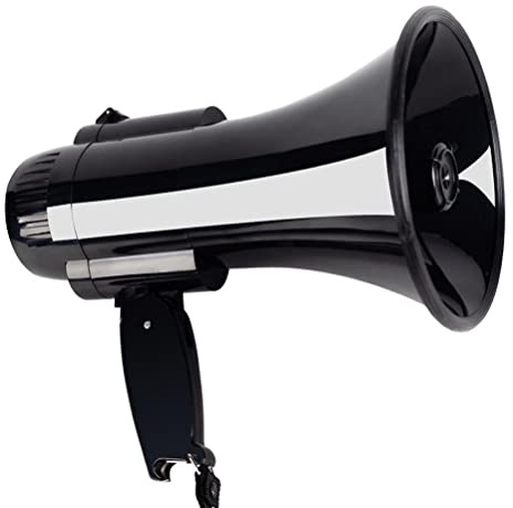 Drfeify Megáfono Portátil de 30 Vatios, Potente Altavoz con Grabación 240S y Abridor de Botellas, para Eventos Al Aire y Hablar en Público (Black)