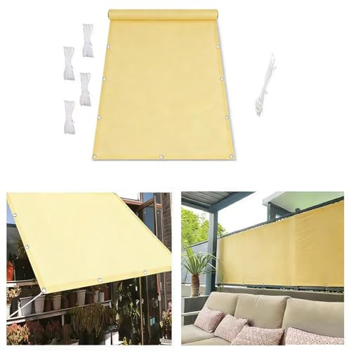AUWUUA Toldo Vela de Sombra 3x7M Rectangular Impermeable Toldos Exterior Terraza Protección 95% Rayos UV, Toldo para Sombra con Ojales para Jardines, Terrazas y Patios, Balcón, Color Arena