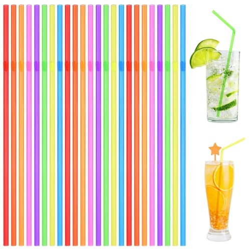 AUAUY 100 Pajitas de Colores para Fiestas, Pajitas de Colores Reutilizables