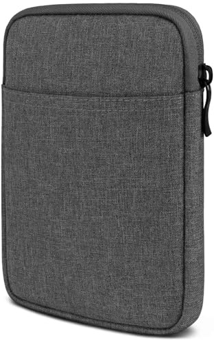 moex eBook Case for Kobo Clara Colour Bag with Zip and Compartment for Accessories, Fabric E-Reader Sleeve Soft Padded, Protective Case Minimalist Dash Case, Dark Grey