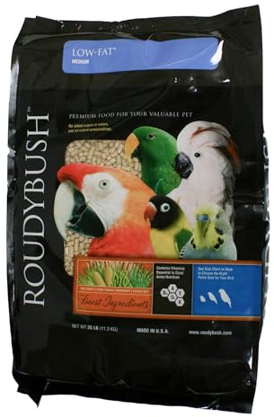 RoudyBush Low Fat Food for Adult Birds & Chicks - Scientifically Formulated Bird Feed, Bird Food Pellets w/Corn, Wheat, Soy & More - Nutritious & Healthy Feed for Birds (Medium, 25lb)