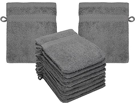 Betz Premium Waschandschuhe 10-teilig - Frottee Waschlappen Gesicht reinigen - aus 100% Baumwolle - Babywaschhandschuh - anthrazit