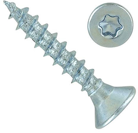 1000 viti per truciolato 3,5 x 20 Torx, filettatura completa, passivate di blu, testa piatta, vite universale