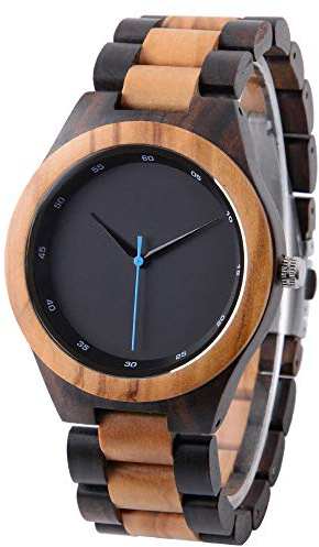 LMWOOD Reloj de madera grabado personalizado para hombre, analógico, de cuarzo, hecho a mano, reloj personalizado de madera