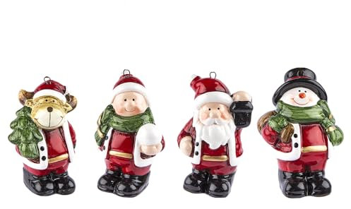 Ideen mit Herz Kleine Deko-Figuren | Weihnachten | 4 Stück | Rentier, Weihnachtsmann, Schneemann & Winterkind | Weihnachtsfiguren ideal zum Basteln oder als Tischdeko (Figuren stehend | ca. 7 cm hoch)
