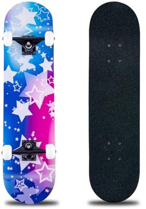 Skateboard, 31 x 8 Zoll komplettes Skateboard,8-lagiges Ahornholz, ABEC-11 Kugellager und 95A Rollen,Standard-Skateboards für Kinder, Jugendliche, Erwachsene, Anfänger