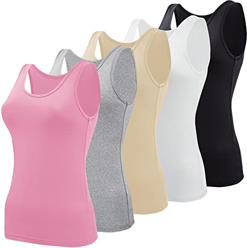 BQTQ 5 stycken undertröja damer crop top linne basic cami linne topp för kvinnor och flickor