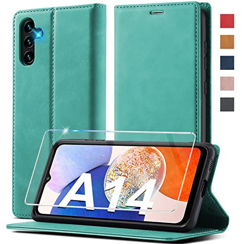 Ailicici Handyhülle für Samsung Galaxy A14 Hülle Leder [Mit Schutzfolie] Brieftasche Schutzhülle für Samsung A14 Hülle Stoßfest Case Flip Wallet Leder Klappbar für Samsung Galaxy A14 5G Hülle Holster