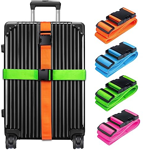 Collwait Luggage Straps for Suitcases TSA Approved, Travel Belt Suitcase Belt, Suitcase Straps TSA Approved, Luggage Belt Strap TSA Approved, Travel Straps for Luggage, Luggage Band Bag Straps 4 Pack