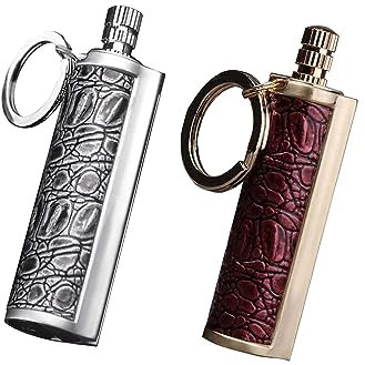 Fire Starter Lighter Waterproof Flint Match Metal Matchstick Permanent Keychain Outdoor Camping Match Lighter(Sold without Fluid) (Gold+Grey)