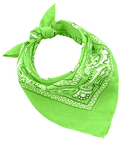 BANDANA 100% cotone SET da 3/5/10 per Donna Uomo Bambini Unisex Tinta Unica e/o con Motivo Paisley COD. A644 (Set 10 pz, Paisley, VerdeErba)