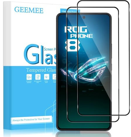 GEEMEE 2 Stück für ASUS ROG Phone 8/ROG Phone 8 Pro/Zenfone 11 Ultra für Panzerglas Schutzfolie, Anti-Kratzen 9H Härte Schützen Schutzglas Ultra-klar kratzfest Hohe Empfindlichkeit Displayschutzfolie