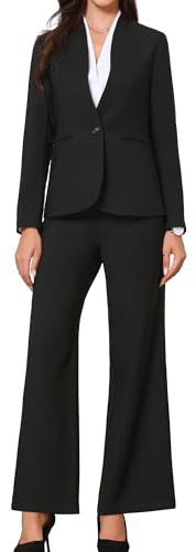 Allegra K Pants Suits for Women Dressy Office Collarless Blazer Pant Set
