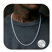YADOCA 925 Sterling Silver Chain Mens Hypoallergenic Wheat Silver Necklace Chain for Men Sturdy Men's Necklaces Ideal Pendants Choice Jewellery Gift 22 Inch
