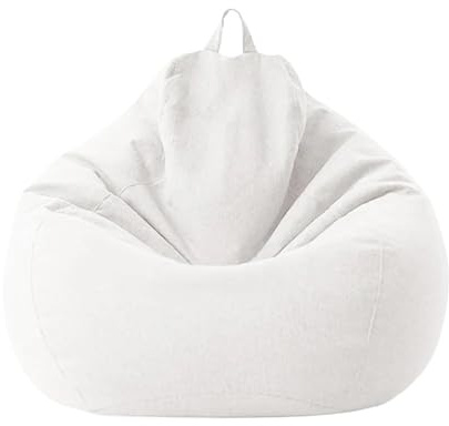 JHSDHYD Funda Puff Sofá puf de 70 cm Relleno de algodón y Lino, Ideal for Relajarse en el Dormitorio o como sillón.(Beige white-70cm)