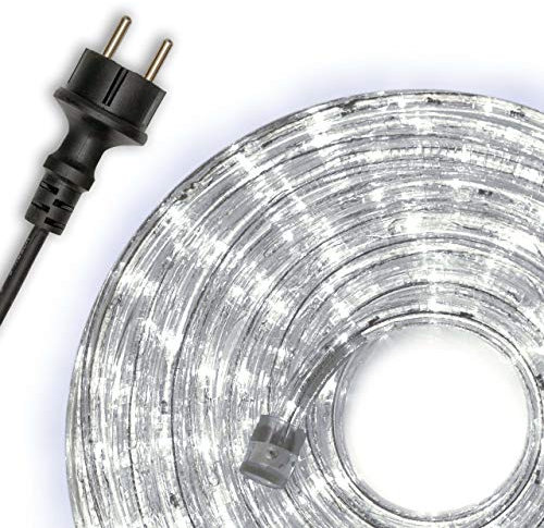 Nipach GmbH 10m 240 LED Lichterschlauch kalt-weiß Innen Außenbereich energiesparende Leucht-Dekoration - Gesamtlänge ca. 11,50 m