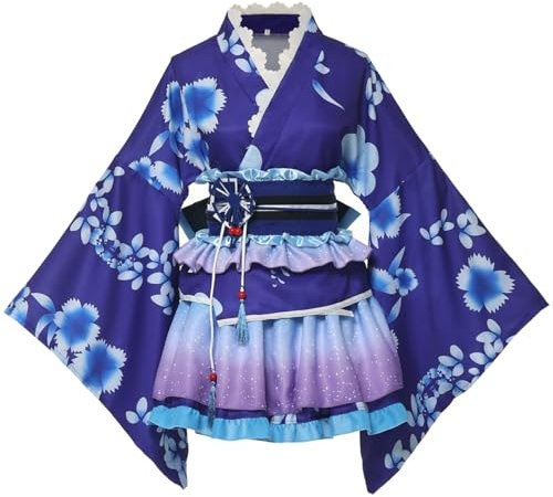 GRACEART Japanischer Kimono Robe Anime Cosplay Kostüm Kleid (S, Blau)