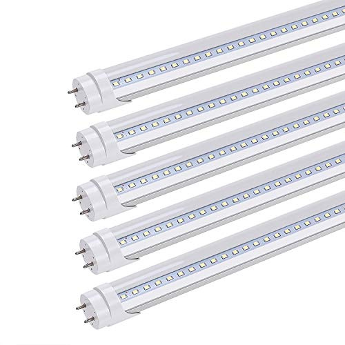 JOMITOP 48in LED Tube Light 4FT 5000K Dual-End Powered,T8 Ballast Bypass, 18W (48W Equivalent), 2160 Lumens, Daylight White, Clear Cover, LED Lights Replacement, AC 85-265V Pack of 25