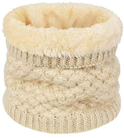 Yuson Girl Unisexo Bufanda Cuello Tubular de Punto Térmica con Forro Polar Pasamontañas Calentador Braga de Cuello Cálido Invierno Hombre Mujer para Running Esqui Ciclismo(Beige*1)