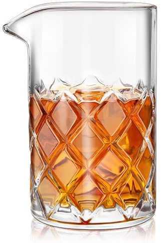 LIGHTEN LIFE Cocktail Mixing Glass, 20 oz Crystal Mixing Glass, Old Fashioned Bar Stirring Glass - Extra Thick Weighted Base Ultra for Martini, Manhattan