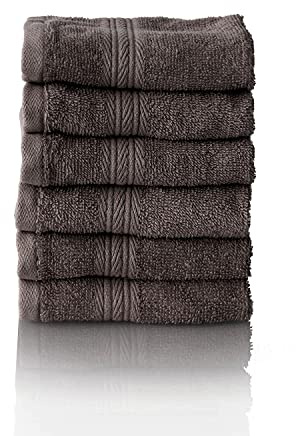 ALCLEAR Komfort frottéhandduk set absorberande av 100% ekologisk bomull, frottéserie i 6 färger och 5 storlekar, färg: antracit, 6 x ansiktsdukar 30 x 30 cm