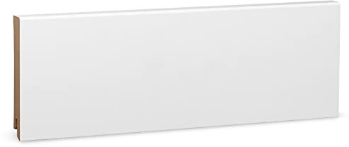 KGM Sockelleiste Modern – Weiß folierte MDF Fußbodenleiste – Maße: 2400 x 16 x 100 mm – 1 Stück