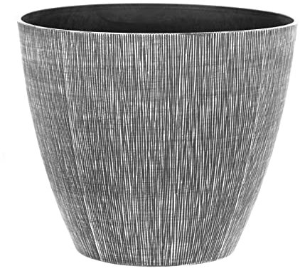 simpa Allure Textured Plastic Planters WHITE Single Pot - 33cm (H) x 38cm (Diameter)