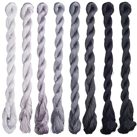 MINGGUXIUYI Naturlig 100 % mullbärssilke handgjord broderitråd korsstygnstrådar vänskapsarmband tandtråd hantverk tandtråd 120 meter vardera i 8 färger (116)