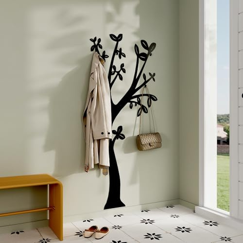 Appendiabiti da parete design moderno 170x75cm | attaccapanni da muro moderno 6 ganci | ganci appendiabiti da parete | guardaroba da ingresso arredamento casa | attaccapanni da parete metallo nero