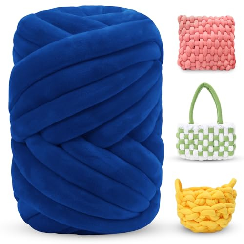 LEREATI 500g Grosse Laine à Tricoter à la Main Pelote Laine Grosse Maille Fil de Coton de Remplissage Tubulaire Chunky Yarn Fil Crochet 2cm, Fil Coton pour Crochet Sac Tapis Chapeaux Lit pour Animaux