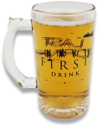 Mad Monkey Divertido vaso de cerveza con inscripción - Vaso de cerveza First Drink - Last Drink