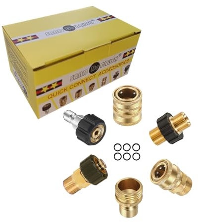 Juego de adaptadores de alta presión de acero inoxidable, 6 piezas de conexión rápida para limpiador de alta presión, conexión rápida para pistola de pulverización, acoplador rápido de 3/8 pulgadas, 3