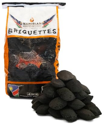 Namibian Hardwood Premium BBQ Charcoal Briquettes - 4 KG - Made of Namibian Hardwoods. For Grilling, Barbecue, Outdoor Cooking