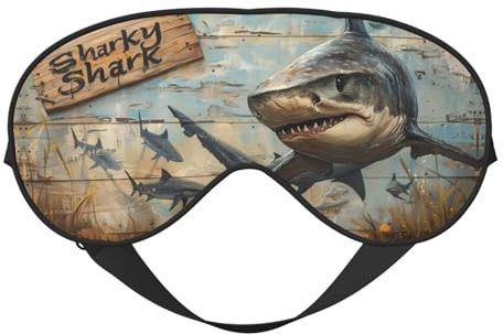 Wood Grain Shark Sleep Mask, Eye Masks for Sleep Double-Sided, Sleep Masks for Women Men, Blackout Eye Covers for Sleeping, Travel