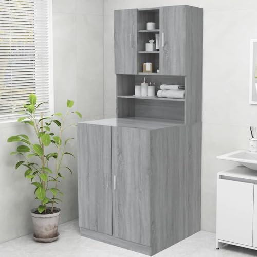 qohoio Mobile per Lavatrice Grigio Sonoma 70,5x25,5x90 cm,Accessori elettrodomestici,Accessori lavatrici e asciugatrici,Accessori per lavatrici e asciugatrici-815946