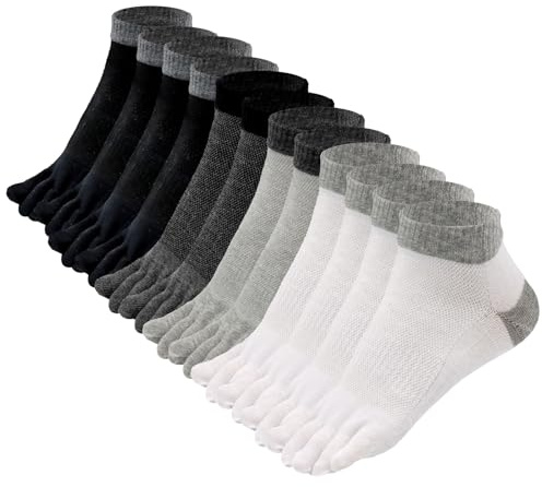 Soleeya 6 Pares Calcetines 5 Dedos Running Deporte para Hombre y Mujer Tallas 39-44, Transpirables Calcetines Cortos Deportivos con Dedos Tobilleros Algodón para Correr Ciclismo (A)