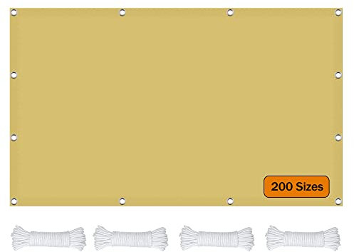 Tenda parasole quadrata, 3,5 x 5,5 m, protezione UV al 98%, baldacchino per cortile, piscina, prato e uso esterno, soluzione resistente all'ombra per esterni, crema
