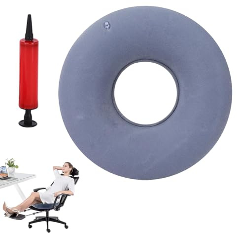 Cuscino Rotondo Ortopedico Gonfiabile, Cuscino da Seduta per Emorroidi,Morbido con Pompa,Ciambella Gonfiabile,Poliestere per Emorroidi, Infiammazioni, Dolori al Coccige, Cisti, Gravidanza, Post-Parto