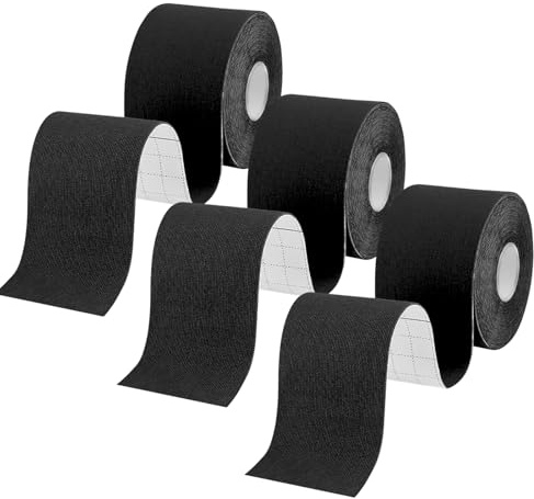Gotaqery Kinesiology Tape 3 Rolls (5cm x 5m), Sports Tape, Waterproof Elastic Muscle Support Tape for Exercise, Sports & Injury Recovery, Breathable & Latex Free (3 Rolls Black)