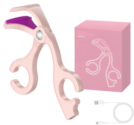 Tomedeks 1 Pezzi 2 in 1 Piegaciglia Riscaldato, Piegaciglia Di Precisione Senza Cornice a Costante Senza Pizzicare o Tirare le Cigli per Tutte Le Forme Di Ciglia, Rosa
