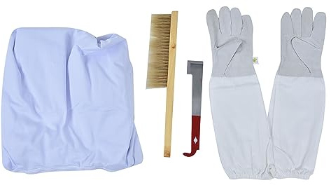 TYCIONG Set Tuta per Apicoltura, Giacca Ventilata per Apicoltore con Cappello in Velo e, Raschietto in Acciaio Inossidabile e Strumenti per Spazzole per Api, con Elastico in Vita