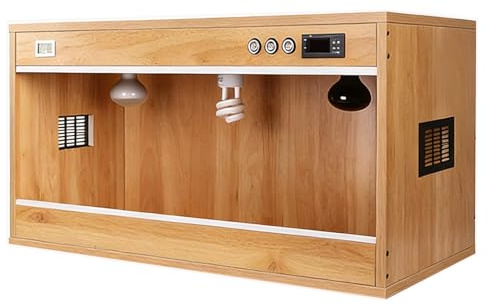 Habitat for rettili con termostato, terrario for rettili in legno con presa d'aria in metallo, recinzione con porta scorrevole in acrilico trasparente for lucertola, geco(Na,9.51gal)