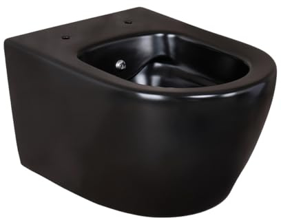 Belvit Hänge WC Taharet spülrandlos mit Bidet Funktion - wandhängende Toilette schwarz matt aus Keramik, Dusch WC für Wandmontage, Bidet Toilette für moderne Bäder ohne Deckel und ohne Armatur