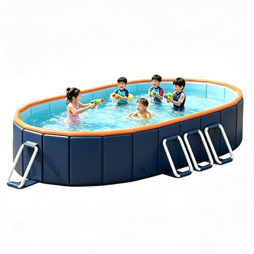 Piscine Pliable Piscine Ovale Hors-Sol Pliable De 170 À 348 Cm Idéale pour Toute La Famille Adultes Spa Et Jacuzzi Intégrés(348 * 172 * 52cm)