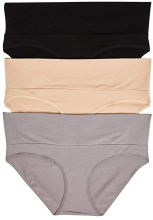 Motherhood Maternity Women's 3 Pack Maternity Panties – Foldover and Bikini Style Underwear for Pregnancy