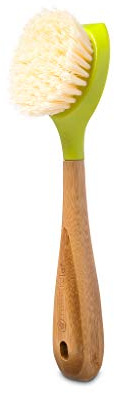Full Circle Be Good - Bamboo Handle Dish Brush – Sustainable Kitchen Cleaning with Tough Bristles - Natural Dish Scrubber, Nonstick & Cast Iron Cleaner - Long Handle Brush for Dishes, Pots, and Pans