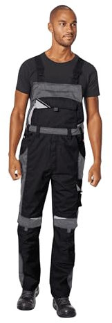 pka elastische Arbeitslatzhose für Herren BESTWORK - Allrounder für Bau, Handwerk, Industrie & Heimwerker in Schwarz/Grau Größe 58